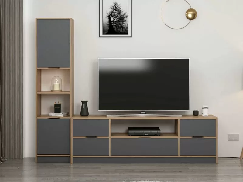 tv komoda elina sa policom za knjige u antracit boji - 1