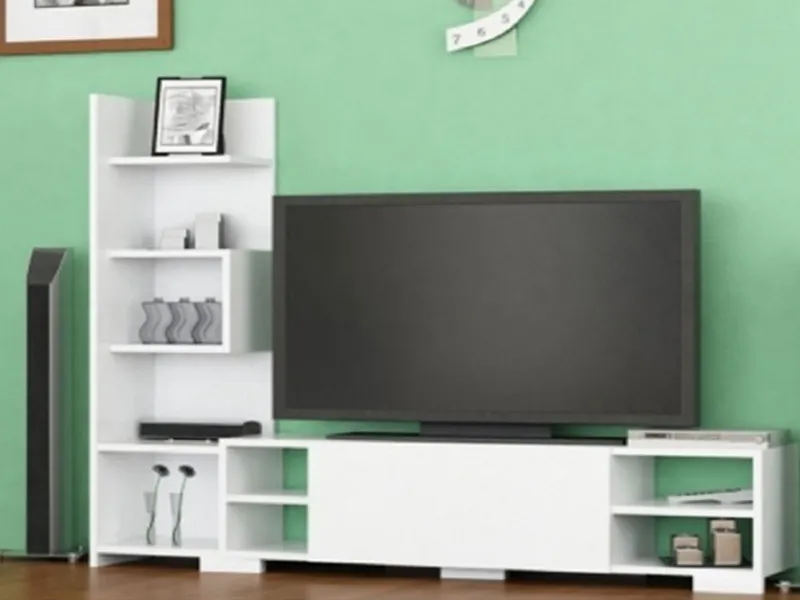 tv komoda belo sa policom za knjige