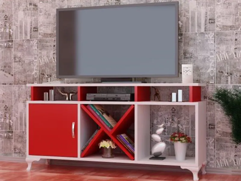 tv komoda dizajn belo crveno 2b