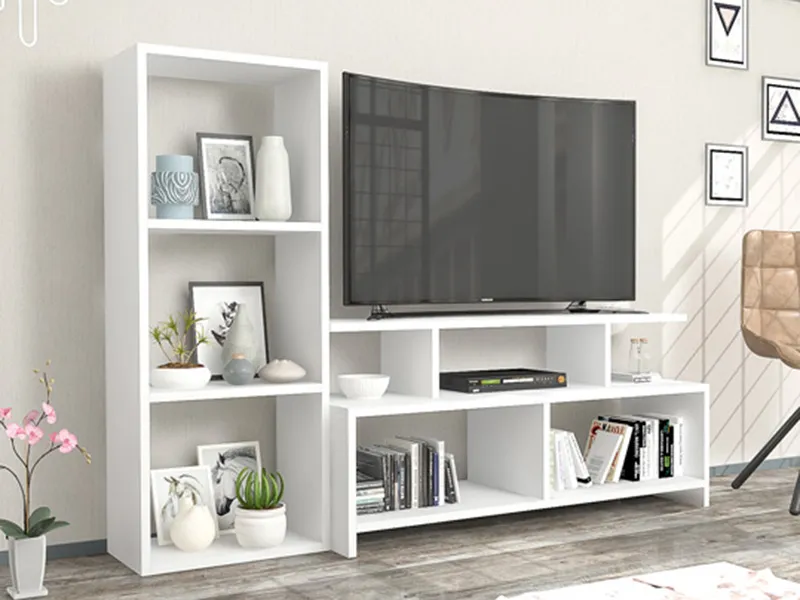 tv komoda i polica bela 1b
