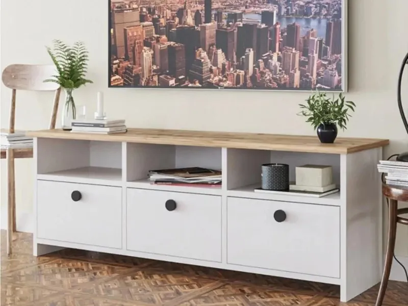 tv komoda sa troje vrata belo hrast 1a