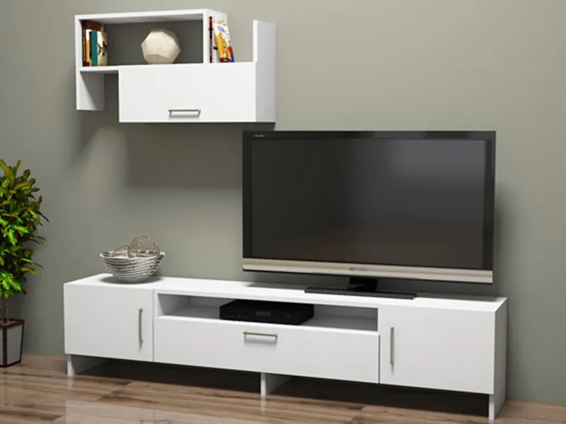 tv komoda belo sa zidnim elementom 5