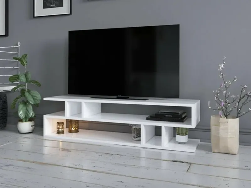 tv komoda otvorene police belo 2a