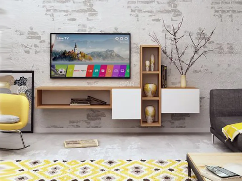 konzolna tv komoda harmonija hrast belo